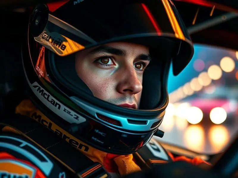 Gabriel Bortoleto, piloto da Fórmula 2, no cockpit com olhar determinado.