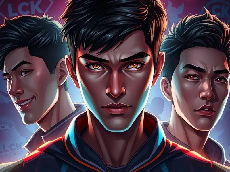 Retrato ultrarrealista dos principais jogadores da LCK: Faker, Deft, ShowMaker e Canyon.