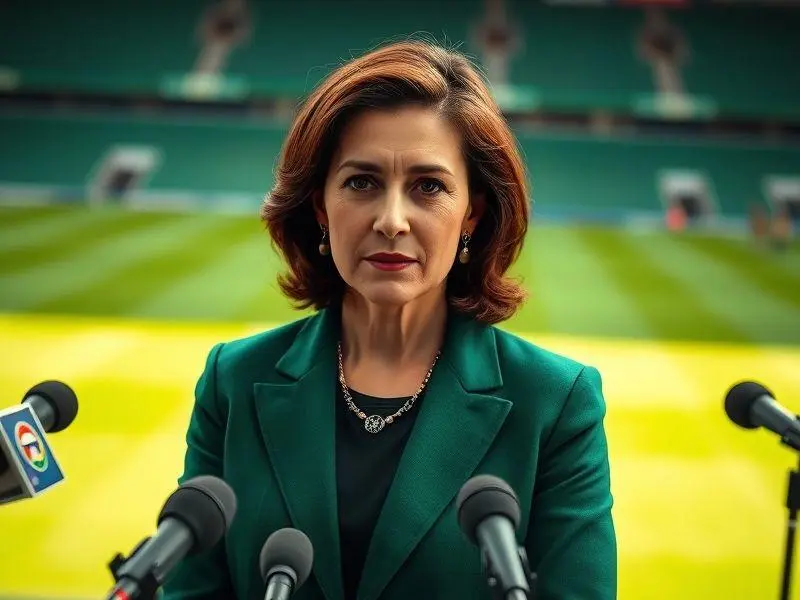 Leila Pereira, presidente do Palmeiras, em entrevista com expressão focada.