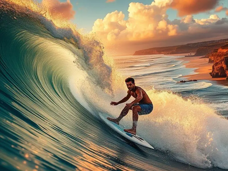 Yago Dora surfando em Peniche durante a final do Mundial de Surfe.