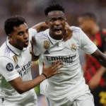 Jogadores representando Inglaterra e Brasil em um campo de futebol, destacando o valor de mercado das seleções.