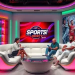 Imagem do cenário do novo programa esportivo da RedeTV! com apresentadores e comentaristas.