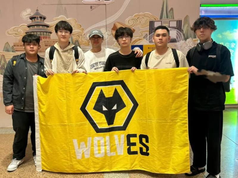 Alcateia de lobos correndo em floresta escura, simbolizando a equipe Wolves no Valorant Masters.