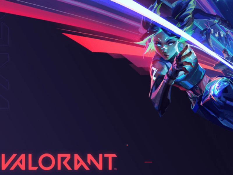 Imagem de uma jogadora em ambiente virtual jogando Valorant.