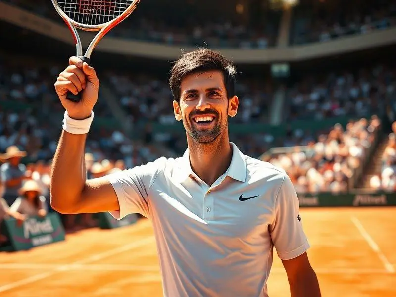 Novak Djokovic comemora vitória e 100º título no ATP de Genebra.