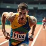 Atleta brasileiro competindo em marcha atlética.