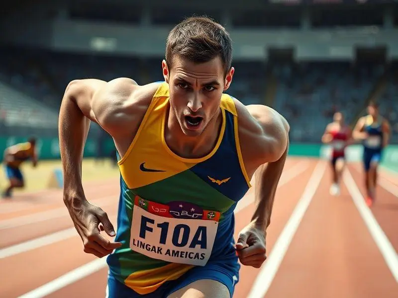 Atleta brasileiro competindo em marcha atlética.
