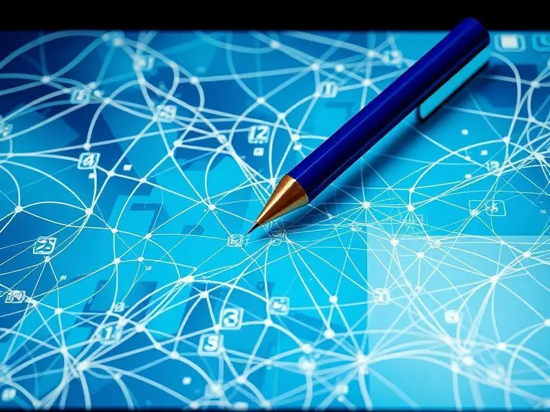 Tablet digital com gráfico de análise de dados de jogadores de futebol e uma caneta stylus. A imagem foca na tecnologia e na análise de dados.